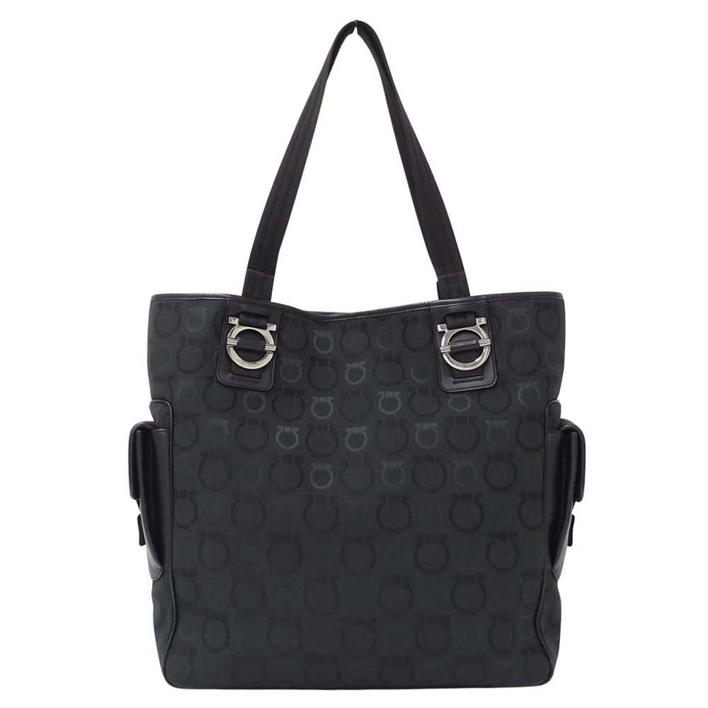 Salvatore Ferragamo Ferragamo women's handbag, Gancini design, canvas tote ba...